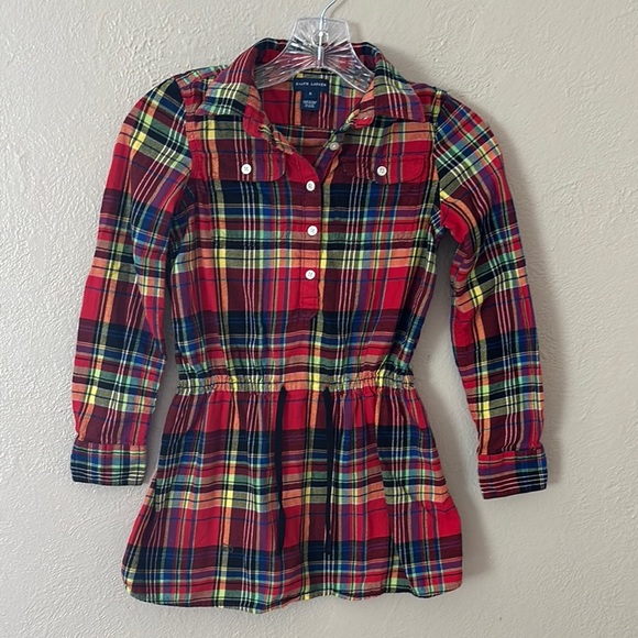 Girls Ralph Lauren Plaid Flannel Dress, Size 8